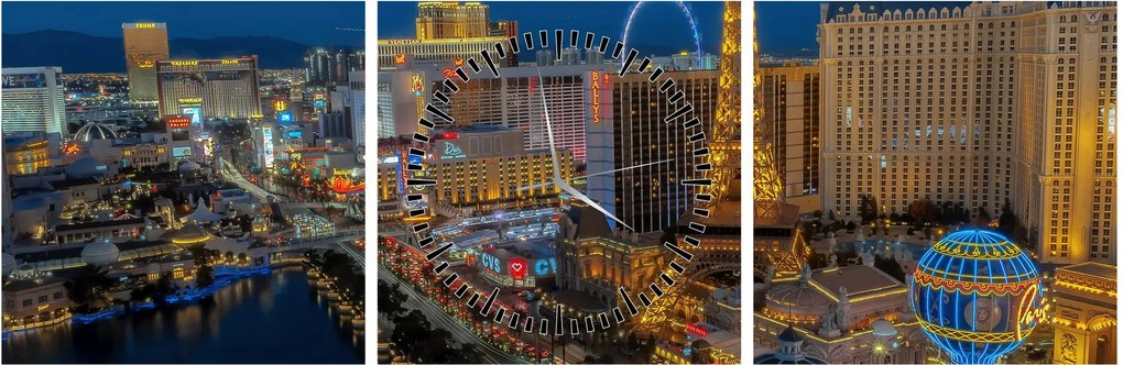 Obraz - Las Vegas (s hodinami) (90x30 cm)