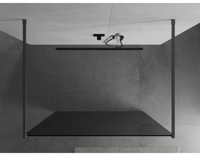 Mexen Kioto, sprchová zástena Walk-In 110 x 200 cm, 8mm šedé sklo, grafitový profil, 800-110-002-95-40