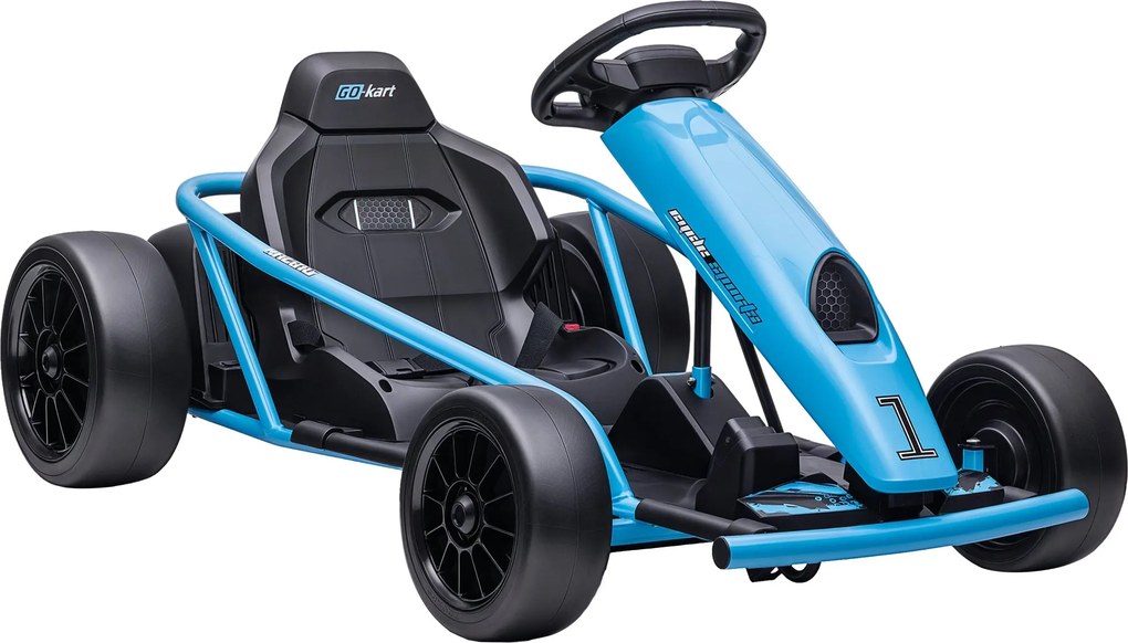 HOMCOM Detský elektrický go-kart 12V 6-13km/h Drift kart s pomalým štartom, hudbou, klaksónom a bezpečnostným pásom, Detské vozidlo pre vek 8-12 rokov