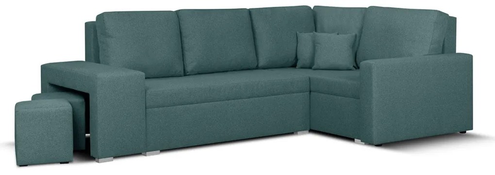 Rohová sedacia súprava s funkciou spania MODO2 s taburetkami Tyrkysová