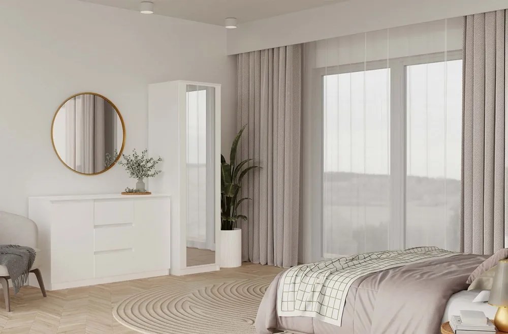 Šatníková skriňa Malwa 50 cm so zrkadlom biela