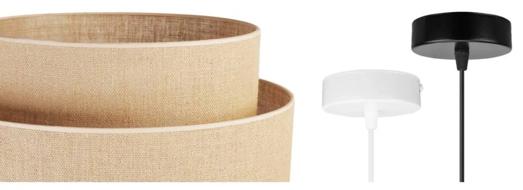 Závesné svietidlo Juta, 1x jutové tienidlo, biela konštrukcia, (fi 45cm)