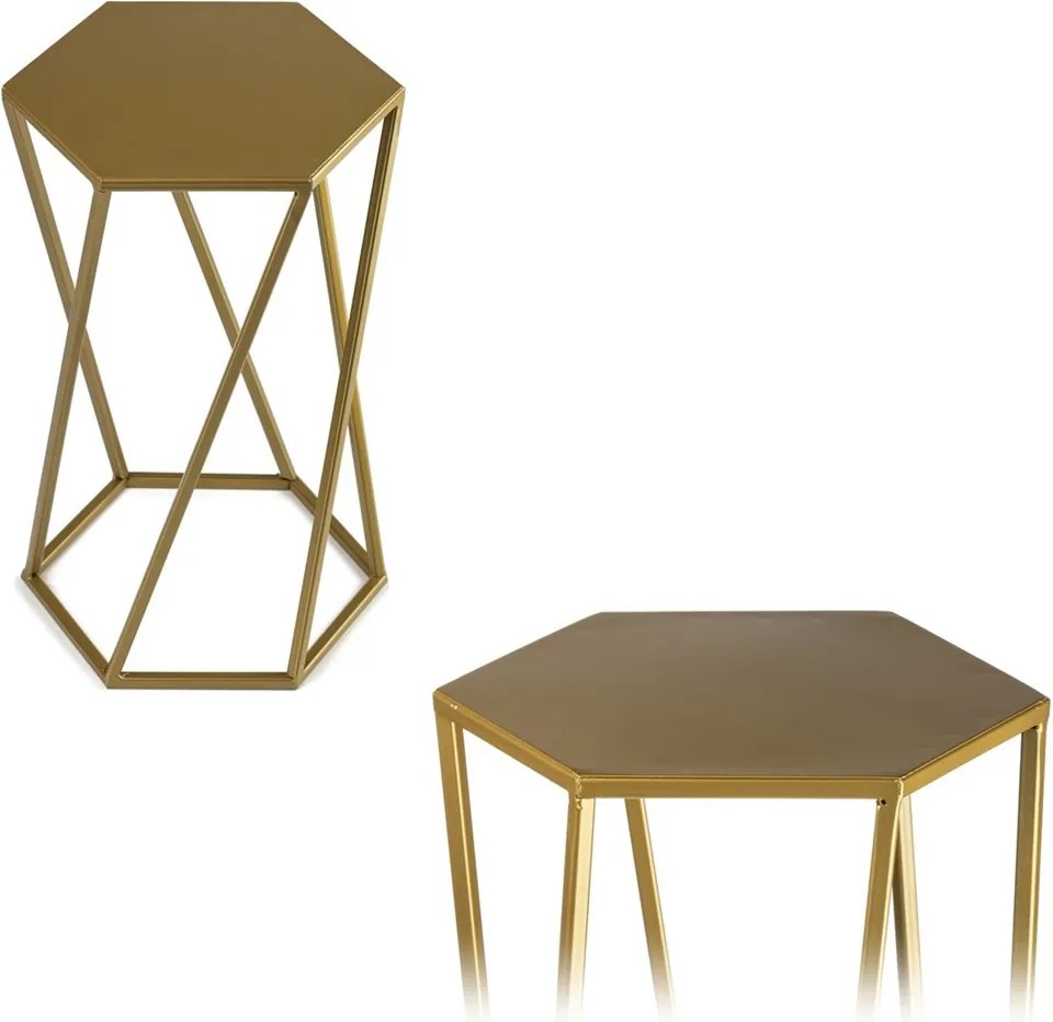 STOJAN NA KVETINÁČ HEXAGON 40X24X27 CM ZLATÁ