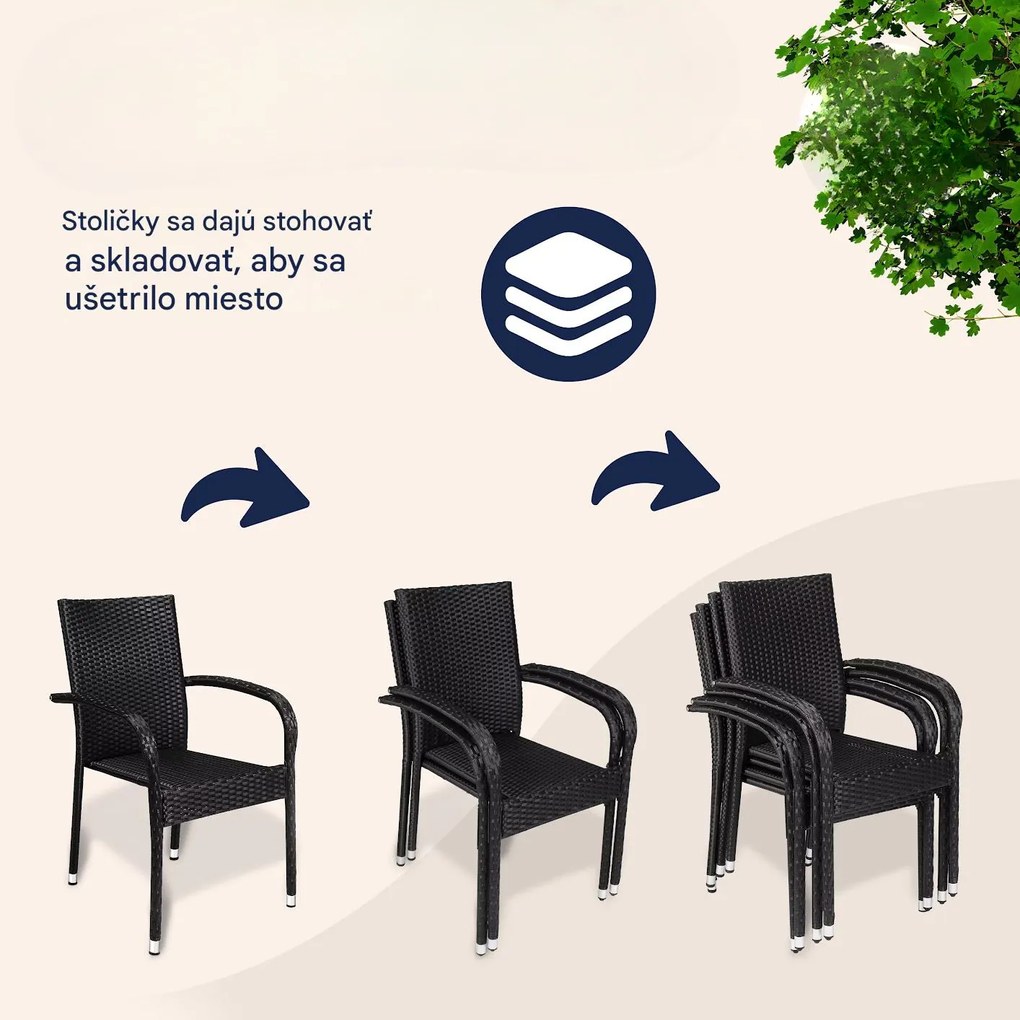 InternetovaZahrada Ratanové stoličky Comfort 4 ks - čierna