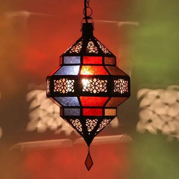 Orientálna závesná lampa Maha farebná