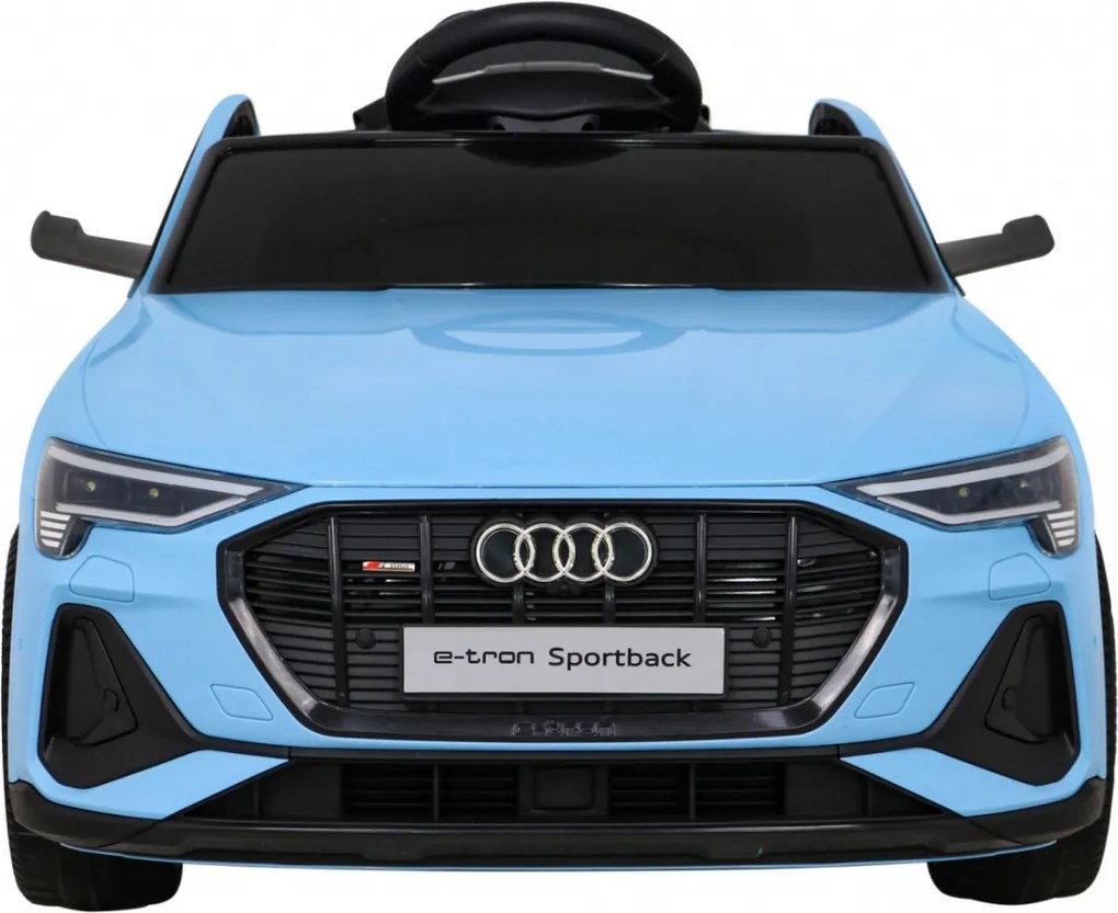 Ramiz Audi E-Tron Sportback pre deti Modrá + Pilot + pohon 4x4 + pomalý štart + rádio MP3 + LED