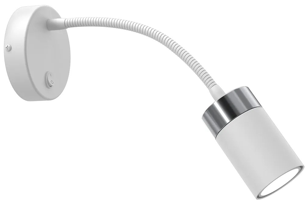 Nástenné svietidlo Joker, 1x chrómové/biele kovové tienidlo, w, vypínač