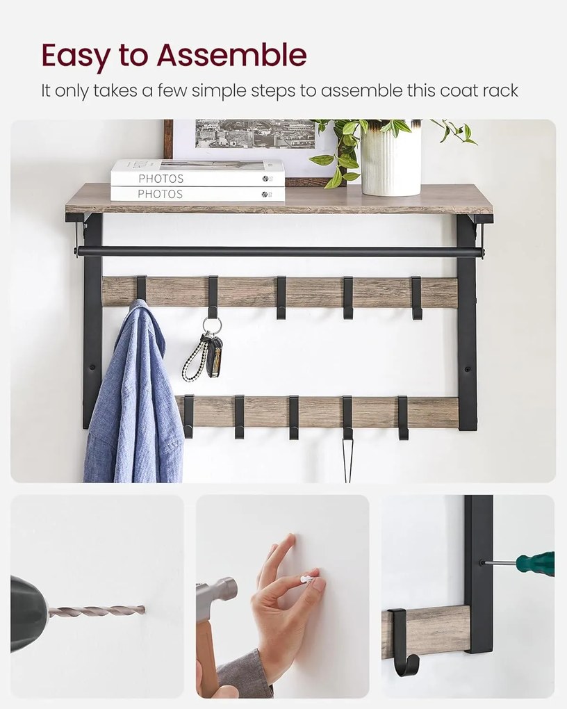 Nástěnná polica Vasagle RACKY sivá