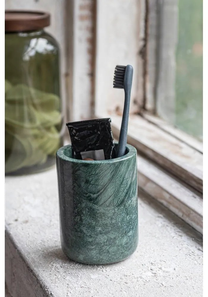 Tmavozelený mramorový téglik na zubné kefky Marble – Mette Ditmer Denmark