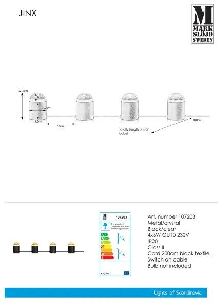 Markslöjd 107203 - Krištáľová stolná lampa JINX 4xGU10/6W/230V