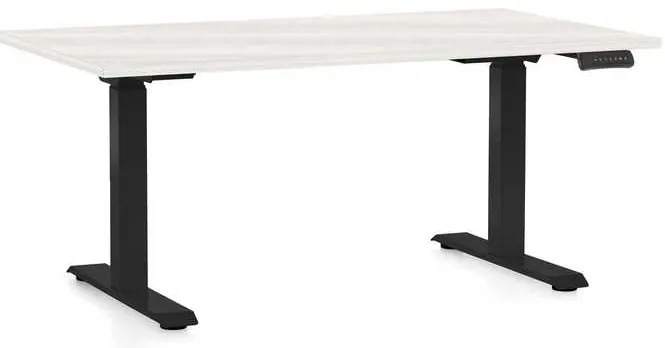 Výškovo nastaviteľný stôl OfficeTech C, 120 x 80 cm, čierna podnož, biely jaseň