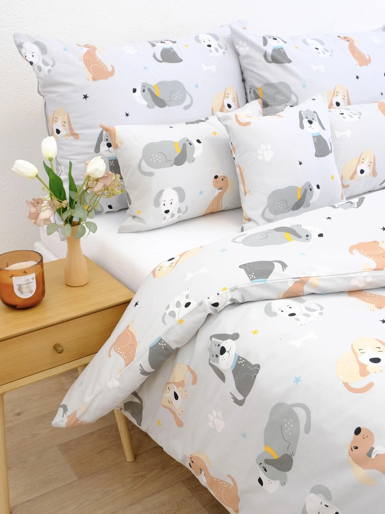 Bavlnené obliečky Renforcé – Psíci sivé