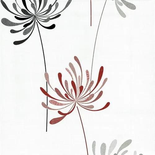 Vliesová tapeta, kvety červené a čierne na bielom podklade, Novara 1346410, P+S International, rozmer 10,05 m x 0,53 m