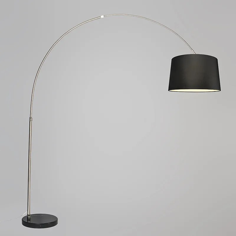 Oceľová oblúková lampa s látkovým tienidlom čierna 45 cm - XXL