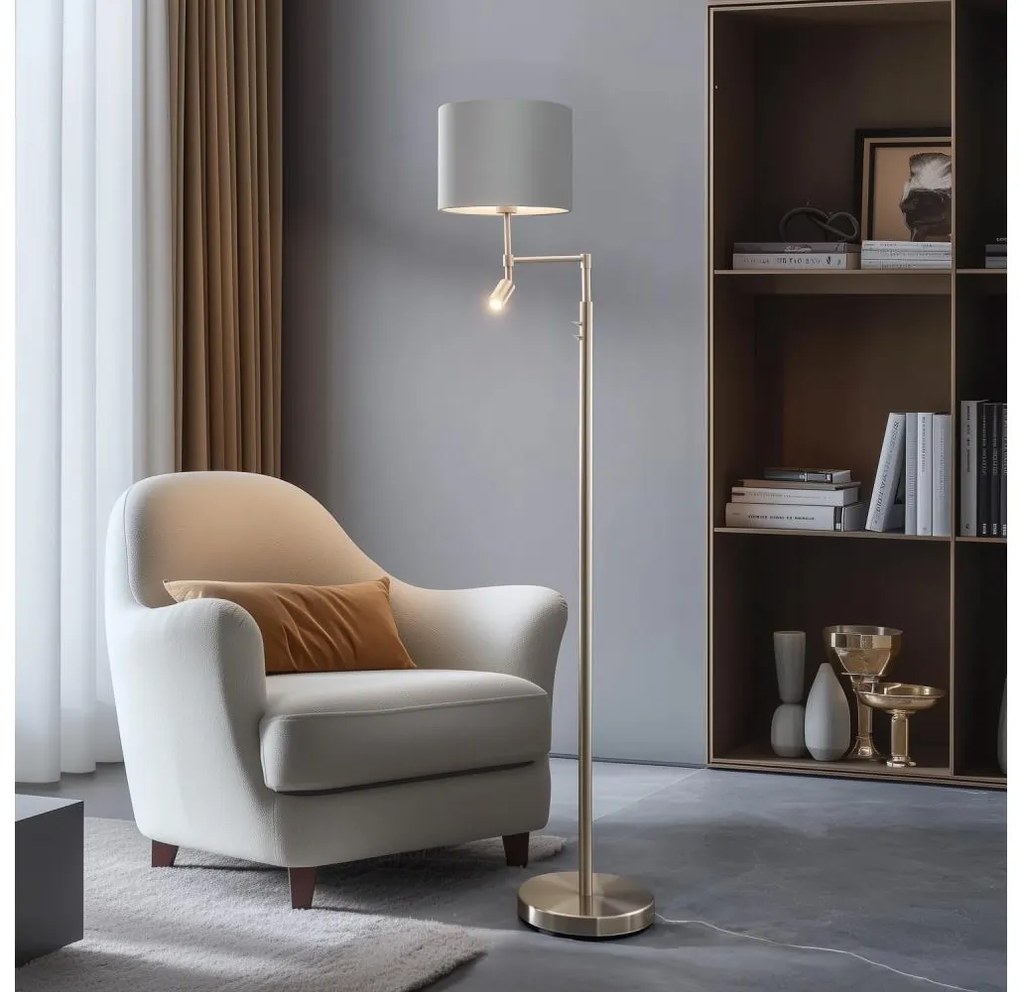 Eglo - LED Stojacia lampa TUNJA 1xE27/60W/230V + LED/2,1W pr. 30 cm chróm/šedá