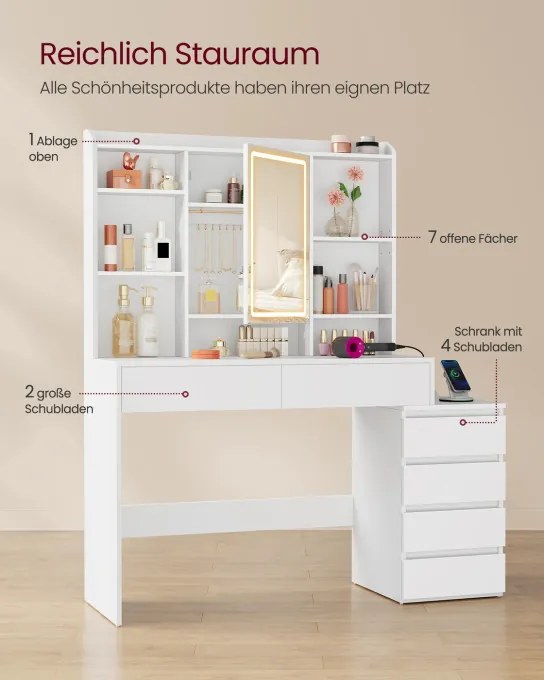 Toaletný stolík so zrkadlom a LED osvetlením RDT644WB01