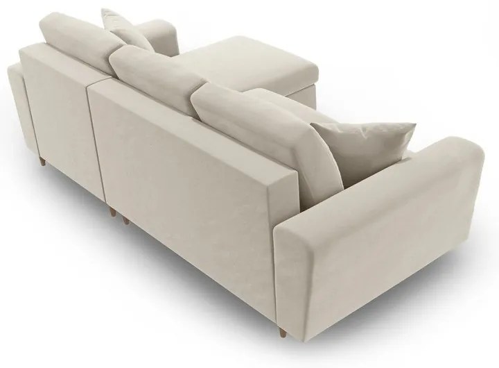 Béžová zamatová rozkladacia/s úložným priestorom rohová pohovka Kyoto – Cosmopolitan Design