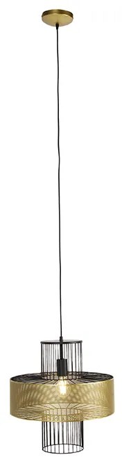 Dizajnové závesné svietidlo zlaté s čiernou 30 cm - Tess