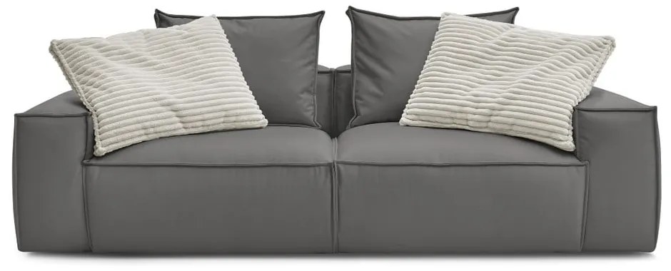 Sivá pohovka z imitácie kože 260 cm Boheme – Bobochic Paris