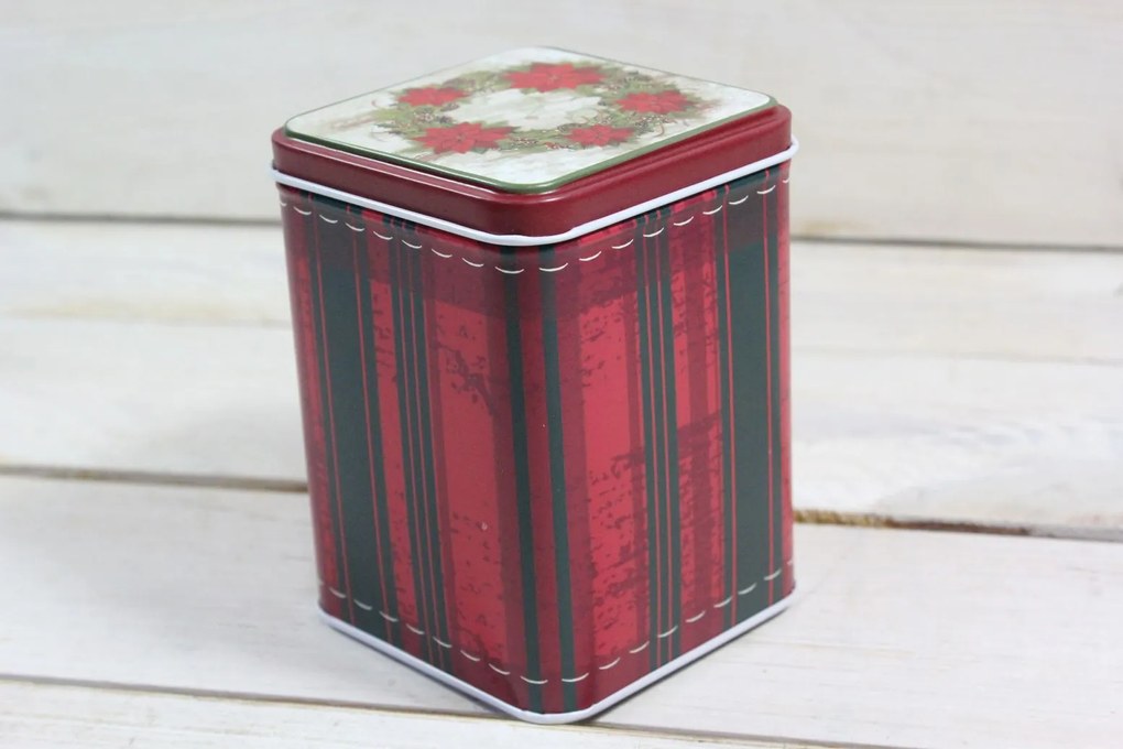 Plechová krabica - vianočný motív 1. (8,5x11,5x8,5 cm)