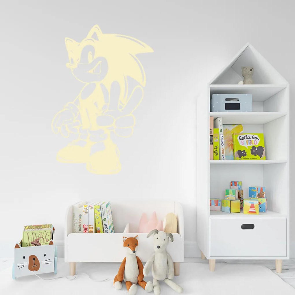 Veselá Stena Samolepka Postava Ježko Sonic Farba: šedá, Veľkosť: 40 x 27 cm