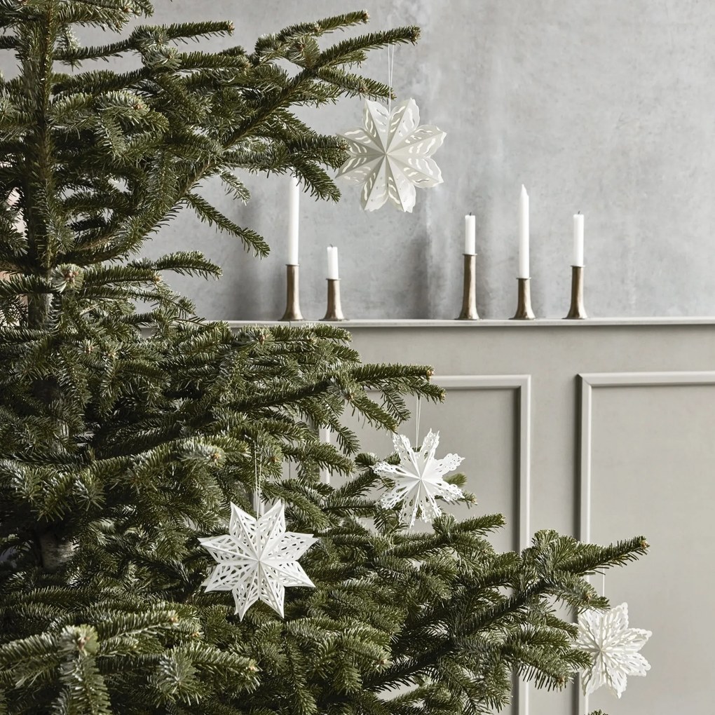 House Doctor Papierová vianočná ozdoba Snowflake White 15 cm – set 4 ks