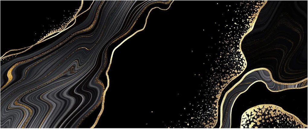 Obraz - Čierno-zlatý mramor (120x50 cm)