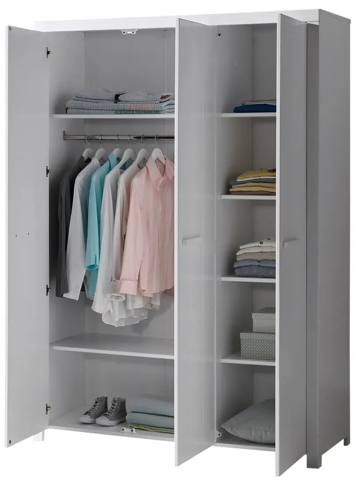 Biela šatníková skriňa Erik, 205 × 57 × 144 cm