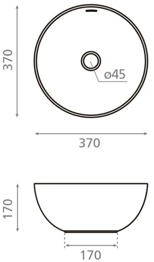 Bathco 4131 - Umývadlo na dosku BARI Ø 37 cm, porcelán/biela