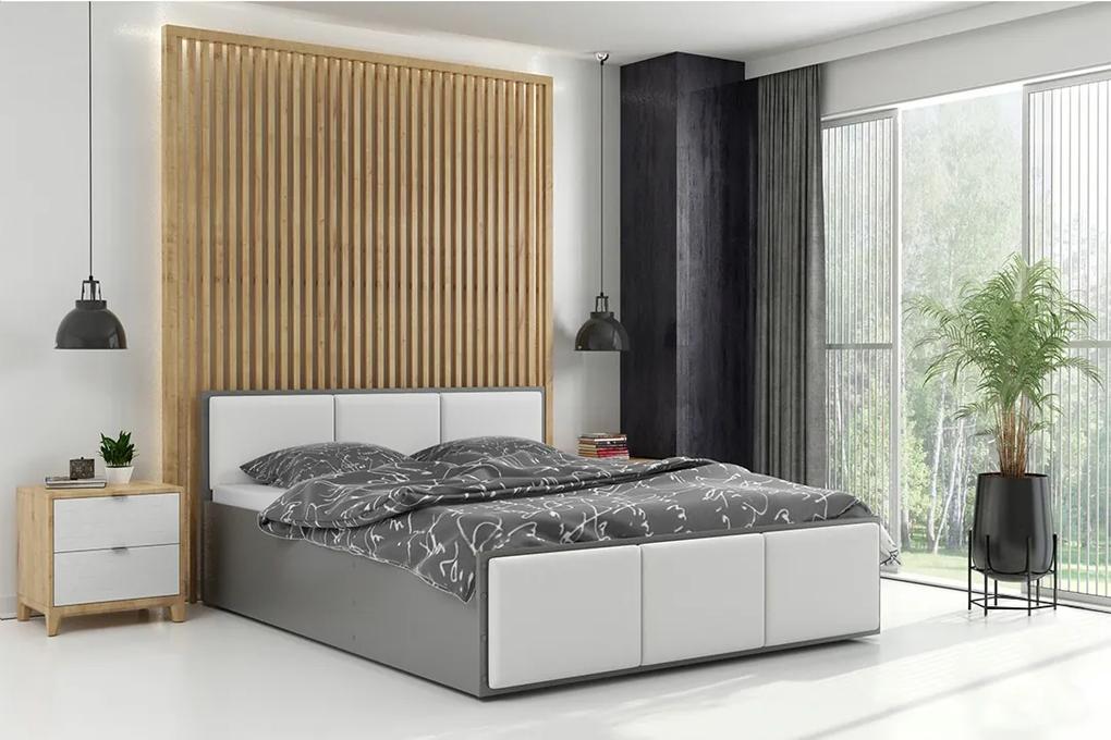 BMS GROUP Čalúnená posteľ PANAMA XT 120x200cm výklopná grafit - biela