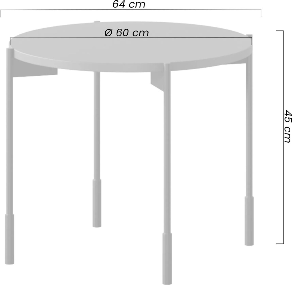 Kávový stolík Sonatia 60 cm okrúhly na kovových nohách - kašmír