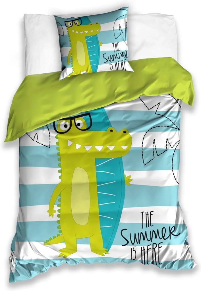 DomTextilu Detská posteľná obliečka s motívom krokodíla THE SUMMER IS HERE 140 Zelená 12110-149784