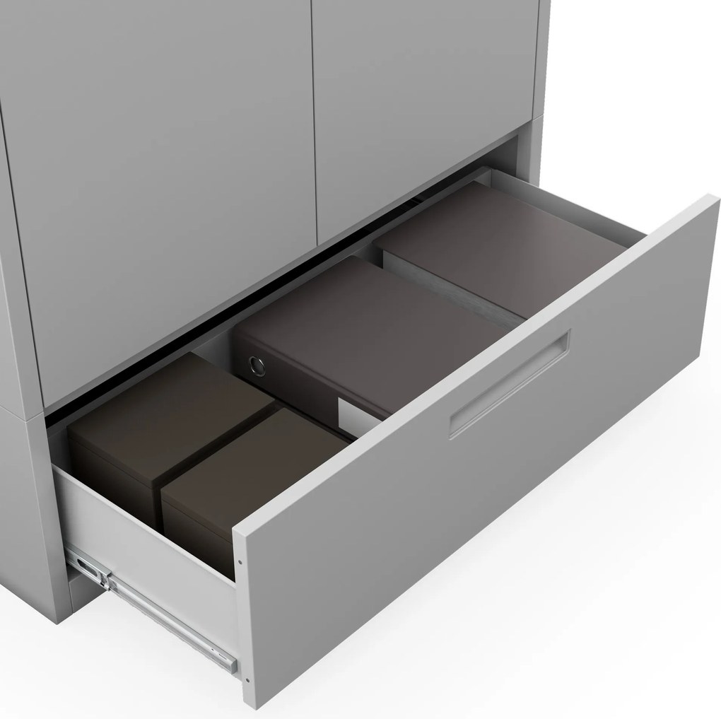 Modulárna kovová multifunkčná skriňa so zásuvkou sivá MEGAN 1850 x 900 x 400 mm