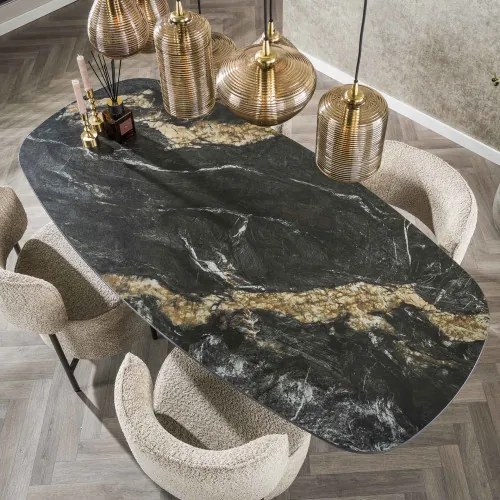 Jedálenský stôl 45-60 180x90cm Ceramik Fossil Black - Komfort-nábytok
