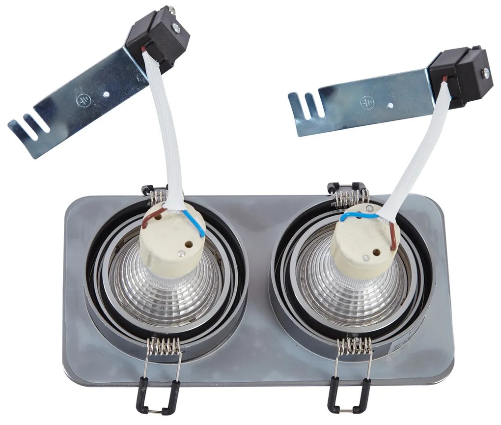 Sada 6 zaoblených zapustených bodových svetiel Gunmetal GU10 50 mm nastaviteľné IP44 2-svetlá - Alberto