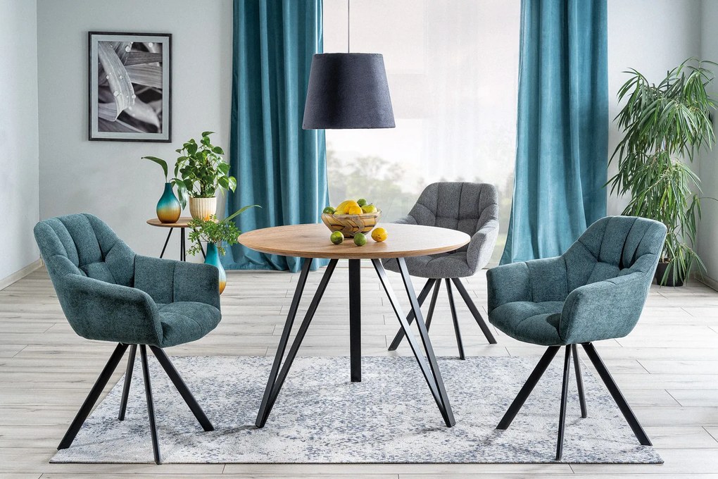 AKCIA Dubový jedálenský stôl s čiernymi nohami TETIS 100x100 II. akosť