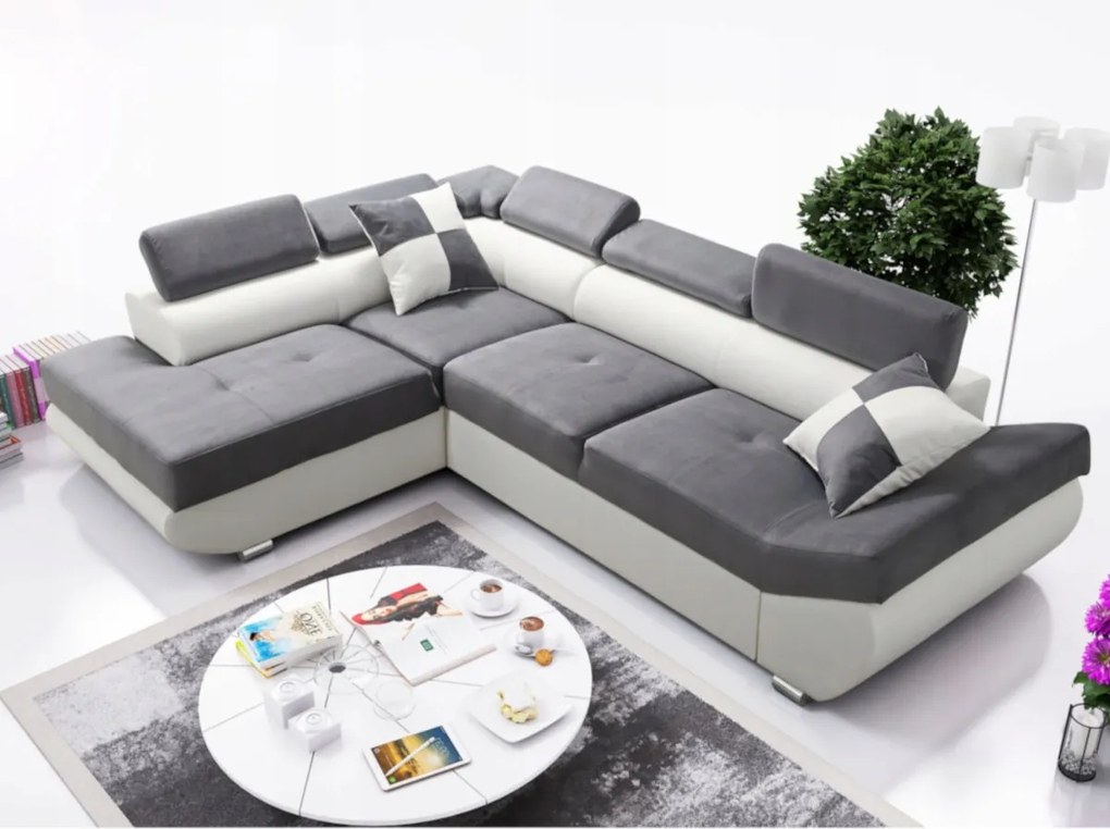 Rohovka s opierkami hlavy 280×200 Moderný rozkladací roh Kongo RBN03