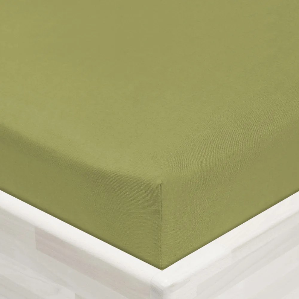Jersey napínacie prestieradlo JR-020 Olivové 90 x 200 - výška 20 cm