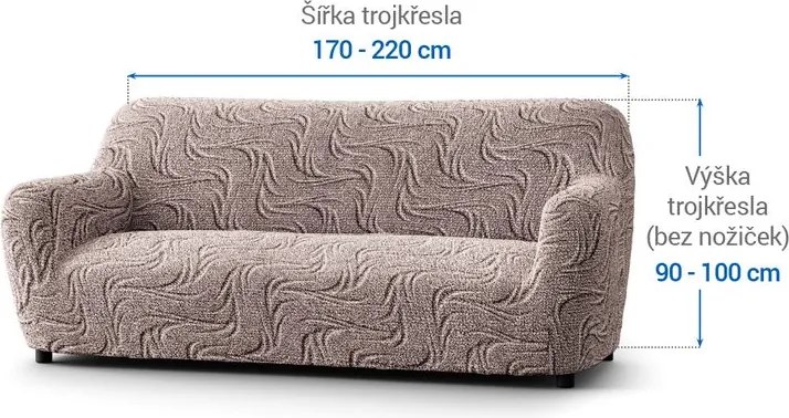 Bielastické poťahy BRILLANTE hnedé trojkreslo (š. 170 - 220 cm)