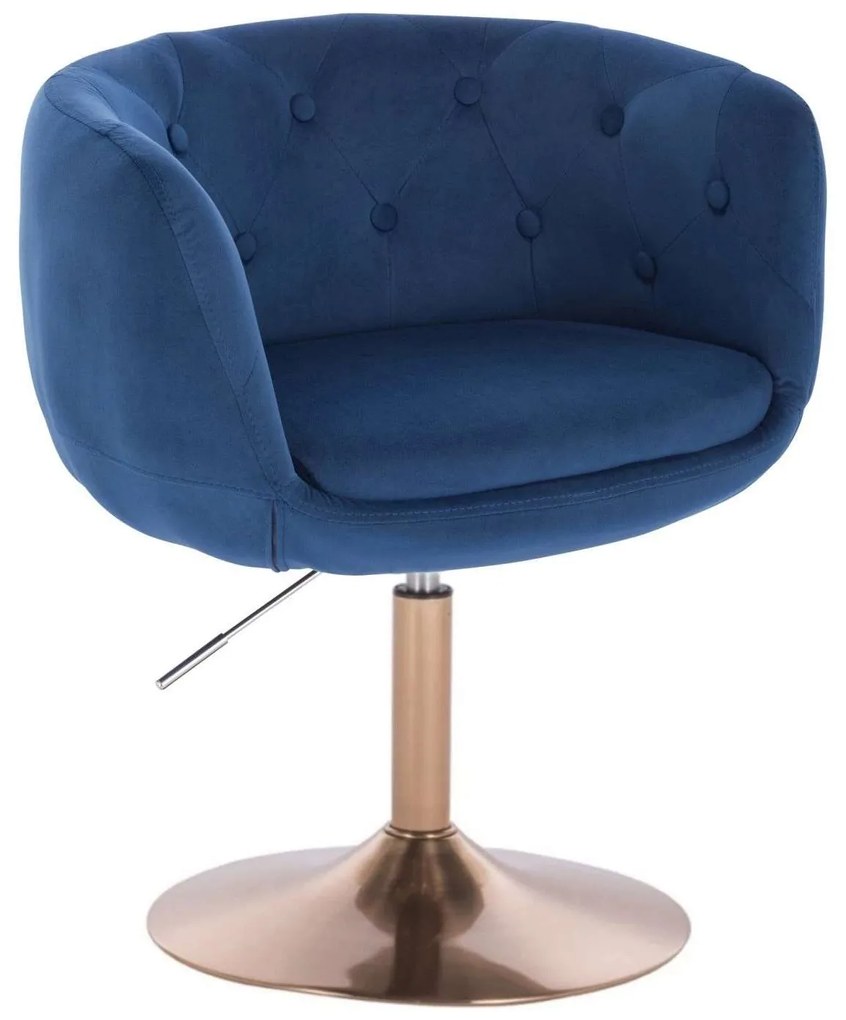 LuxuryForm DESIGN Kreslo MONTANA VELUR na zlatom tanieri - modré