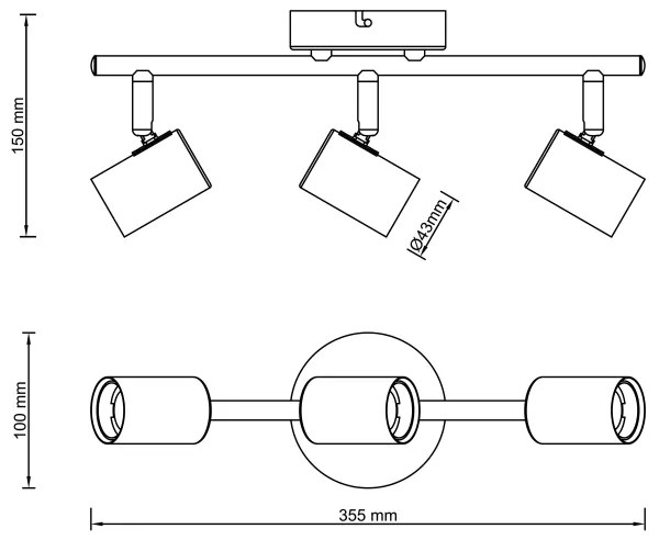 Brilliant - Bodové svietidlo KERRY 3xE27/40W/230V čierna/mosadz
