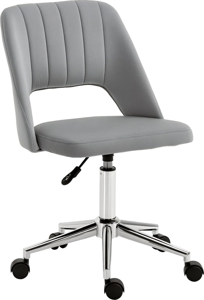 Vinsetto Ergonomická a otočná kancelárska stolička, čalúnená stolička s nastaviteľnou výškou, sivá 49x60x79-91cm | Aosom