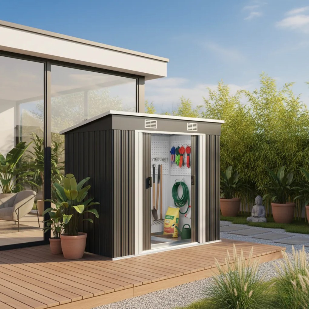 Záhradný domček na náradie L, 196x122x182cm,  antracitová Jurhan