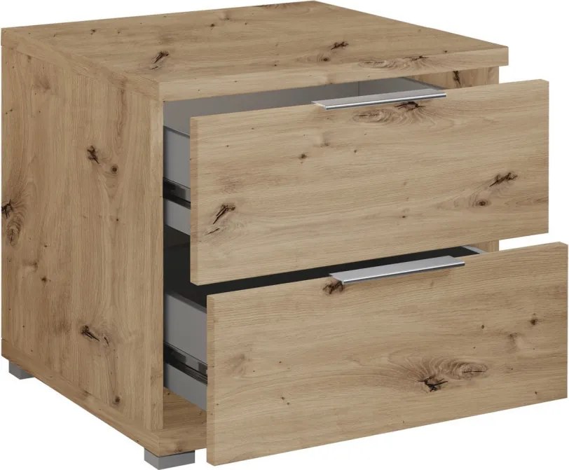 Nočný stolík s 2 zásuvkami Smilla, výška 43 cm, dub artisan