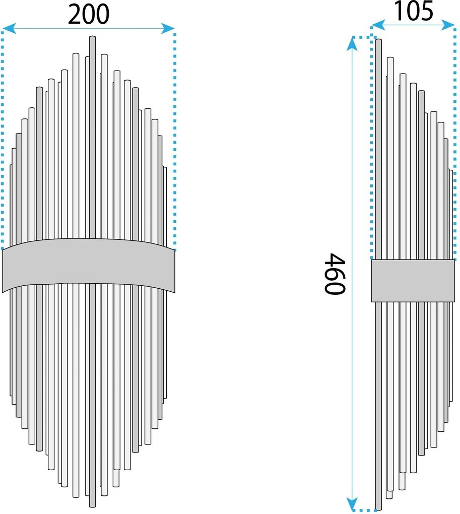Toolight Toolight, nástenné svietidlo 2xE14, APP1760-1W, čierna-šedá, OSW-04052