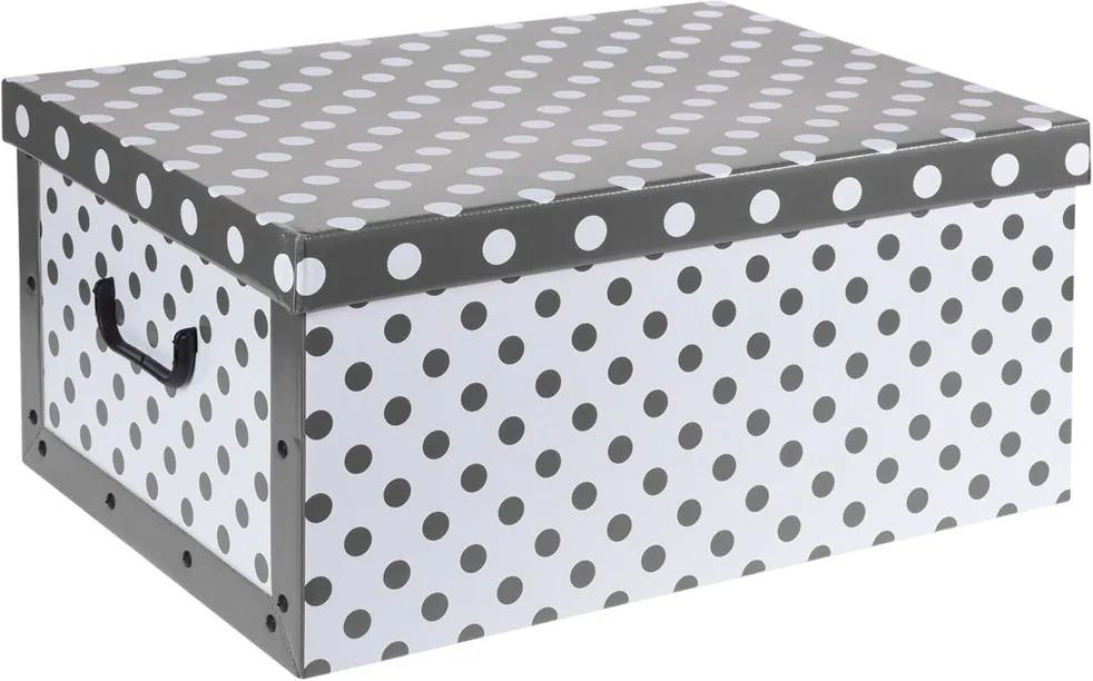 Home collection Úložné krabice se vzorem Puntíky 51x37x24cm šedá