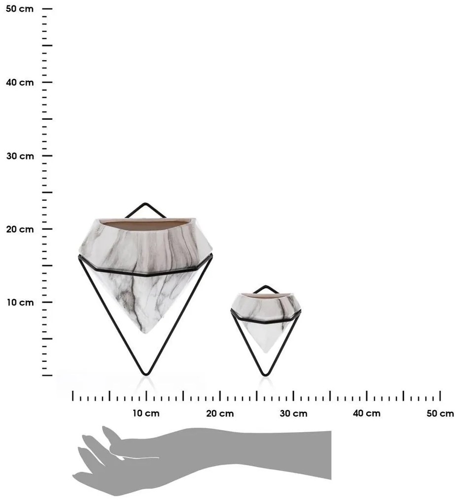 Nástenné kvetináče Semela biely mramor/čierne