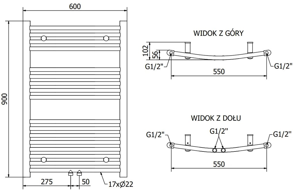 Mexen Ares, elektrické vykurovacie teleso 900 x 600 mm, 400 W, čierna, W102-5900-600-6400-70
