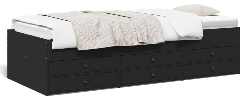 Denná posteľ so zásuvkami čierna 90x190 cm kompozitné drevo 3280882