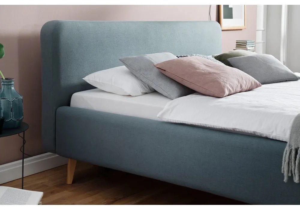 Sivomodrá čalúnená dvojlôžková posteľ bez roštu 140x200 cm Mattis – Meise Möbel